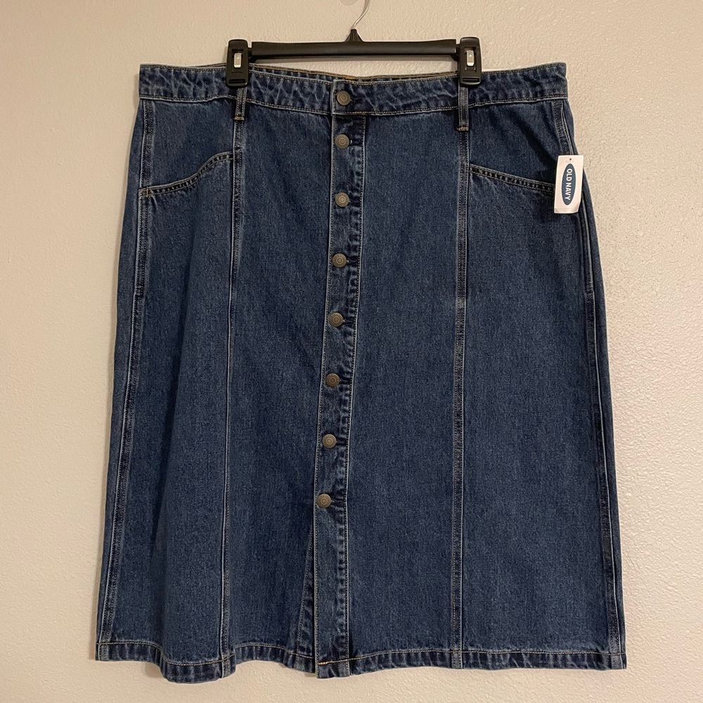 Old Navy Dark Blue Denim A-Line Skirt NWT